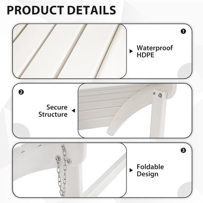 Sundale Outdoor Folding Plastic Adirondack Ottoman, All-Weather Adirondack Chair Footrest, Fade and Rust Resistant, Perfect for Outside Patio Garden Pool Yard White