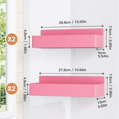 Magnetic Spice Rack for Refrigerator, Kitchen Organizer and Storage Shelf, Pink(4 Pack)