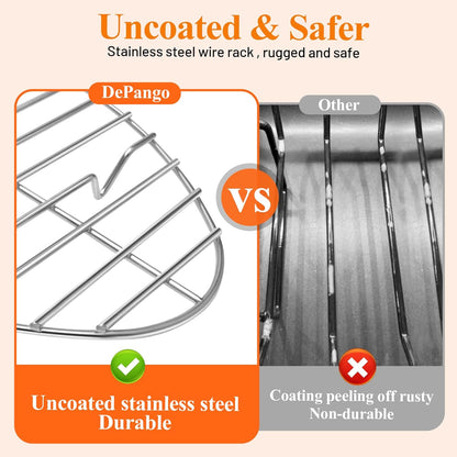 12inch Oval Roasting Rack for Oven, Gifts for Mom Men Wife, Stainless Steel Cooling Rack, Non-Stick Wire Rack for Cooking, Grilling, Drying