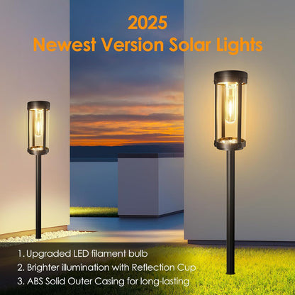 Solar Pathway Lights Outdoor 6 Pack, Bright & Taller Solar Lights Outdoor Waterproof, Auto On/Off 15Hrs+ Morden Path Light Solar Powered Landscape Lights for Yard Garden Walkway Driveway Lawn