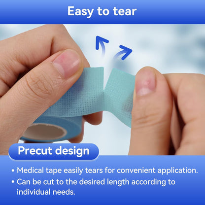 2 Rolls Silicone Medical Tape for Wound Care - Surgical Tape for Secures Dressings and Gauze, Blue Waterproof Medical Tape for Sensitive Skin （1" x 5.5 Yard）