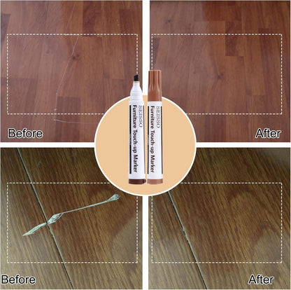 SEISSO Wood Furniture Repair Kit, Wood Filler and Touch Up Markers, Set of 28 Laminate Vinyl Floor Repair Kit for Scratches, Cracks, Holes, Discoloration for Door, Floor, Table, Cabinet