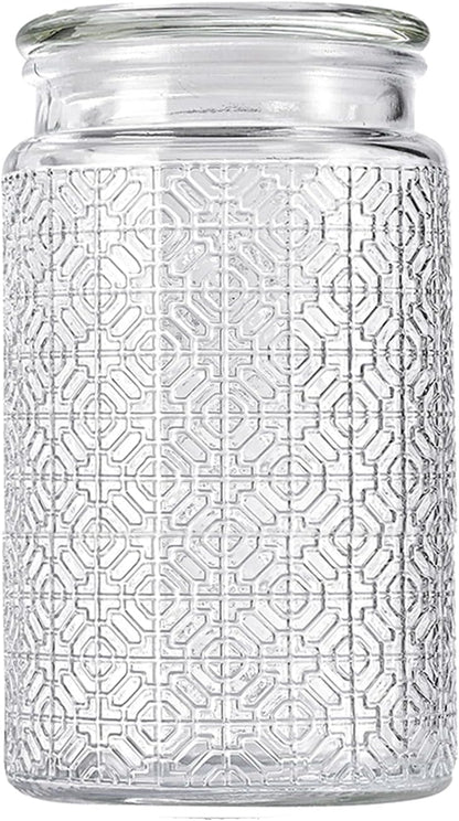 32oz Vintage Glass Jar With Lid, Glass Storage Containers, Airtight Kitchen Storage Containers For Sugar, Coffee, Tea, Spice, Flour, Candy Cookie, Pasta, Cereal, Cute Decorative Jars