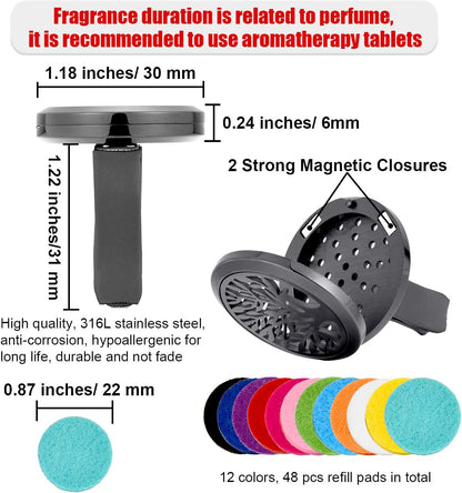 2 Pieces 316L Car Aromatherapy Oil Diffuser Air Freshener with 48 Felt Pad (Tree Patterns)