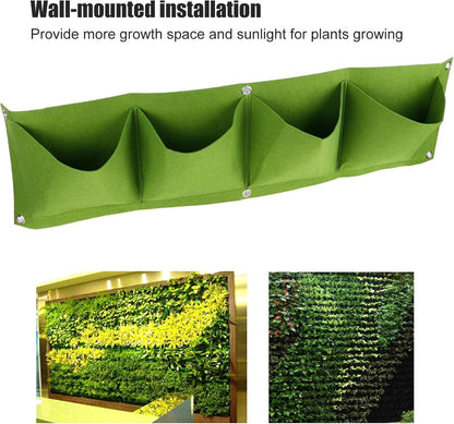 Atyhao Wall Plant Bag,4Pcs 4 Pocket Plant Grow Bag Wall Mounted Reusable Degradable Felt Garden Planter Herbs, Succulents Artificial Pl or Flowers. ()