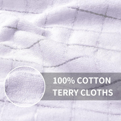 Homaxy 100% Cotton Terry Kitchen Towels(White, 13 x 28 inches), Checkered Designed, Soft and Super Absorbent Dish Towels, 4 Pack