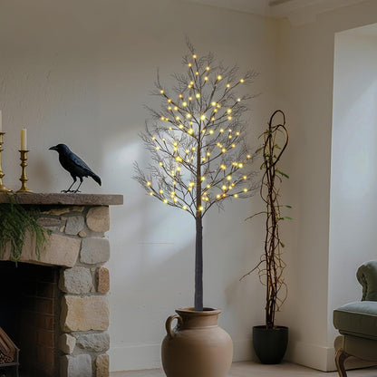 Lightshare 6FT Lighted Willow Tree with 120 Warm LED Lights, Spooky Bare Branch Tree for Indoor Outdoor Decoration, Bendable Branches, Holiday Décor for Porch, Party, Home, Halloween & Christmas