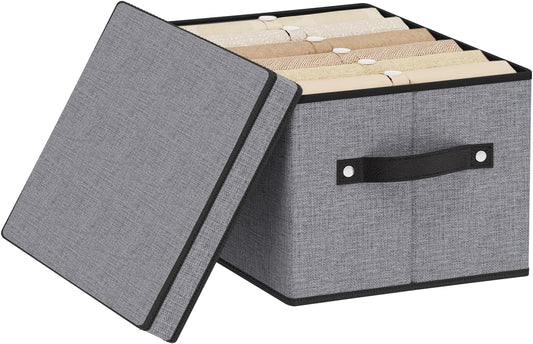Fabric Storage Boxes, 7.1 x 9.1 x 13 Inch Baskets for Shelves with Lids, Wardrobe Organiser with Handles, Decorative Linen Closet Organizer Bins, Gray, 1 Pack