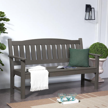 Psilvam 3-Person Outdoor Memorial Bench, All-Weather Poly Lumber Garden Bench, Rot-Resistant Outdoor Patio Bench for Park,Porch,and Church(Grey)