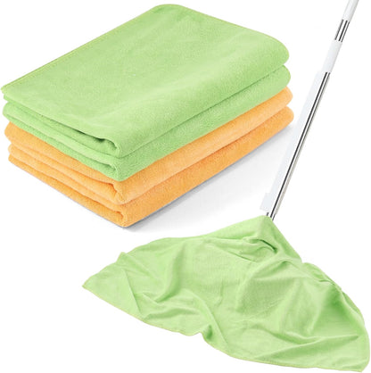 4 Pack Extra Large Microfiber Cleaning Cloths 20"x30", Lint-Free Reusable Towels for Home, Glass, Windows, Office, Kitchen, Bathroom – Green & Orange