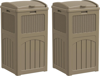 YESHOMY 2 Pack Outdoor Trash Can with Lid, Garbage Bins for Garden, Porch, Home and Kitchen, Coffee