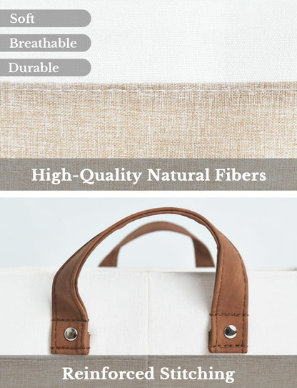 StorageWorks Storage Bins, Fabric Storage Bins for Shelves, Large Storage Baskets with Metal Frame, Closet Baskets and Bins with Handles, Brown and White, 2-Pack