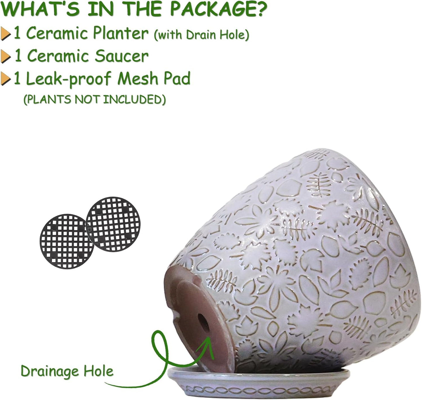 10inch Retro Ceramic Planter with Drainage Hole and Saucer for Multiple Plants, Indoor-Outdoor Garden Pots for Succulent, Orchid, and Flower (Fits Inner Pots Up to 9 Inch, Retro Purple)