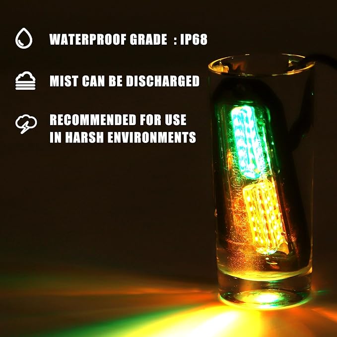 WINECO Green/Amber led strobe lights for trucks 8pcs 12-LED Surface Mount Flashing Strobe Lights kit for Trucks Car Vehicles LED Mini Grille Grill Strobe Light Head Emergency Hazard Warning lights