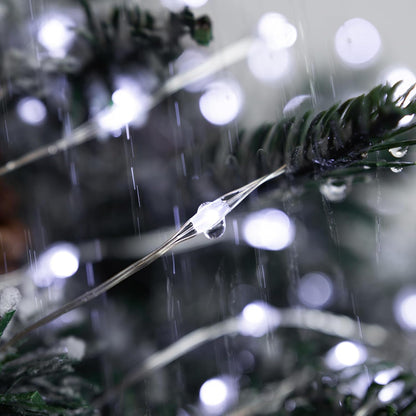 Solar String Lights for Outside,100FT 300 LEDs Solar Fairy Lights,Waterproof 8 Modes Button Outdoor String Light for Patio Garden Backyard Tree Wedding Christmas,Silver Wire,Cool White