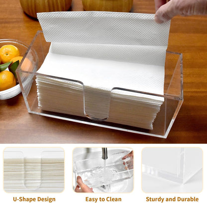 4Pack Acrylic Countertop Paper Towel Holder, Paper Towel Dispenser Countertop/Acrylic Napkin Holder(5mm Acrylic) C-fold or MultiFold Trifold Paper Towels for Bathroom, Kitchen,Restaurant (4)
