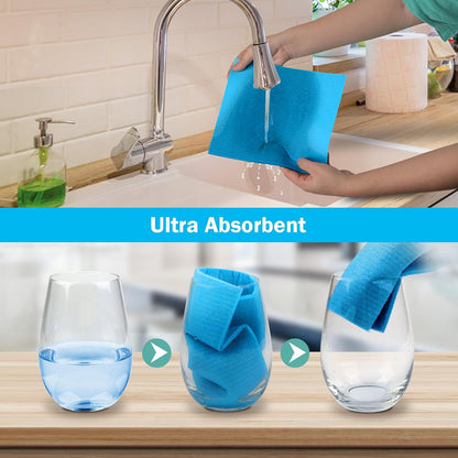 HOMEXCEL Swedish Dishcloths for Kitchen, 20 Pack Reusable Sponge Dish Cloth for Kitchen and Cleaning Counters, Super Absorbent Paper Towels (Blue/White/Pink)