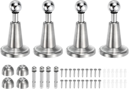 uxcell 4Pcs Magnetic Door Stopper, 304 Stainless Steel Magnetic Door Stop Catch, Soft-Catch Brushed Nickel Hold Door Open Wall Mount for Bottom of Door, Silver