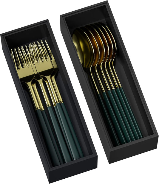 Kitchen Drawer Organizer Bins, Black Bamboo Drawer Organizer Stackable for Silverware, Utensils, Cutlery, Flatware, Junk Drawer, Dresser, Bathroom, 9" x 3" x 2.5" (Set of 2)