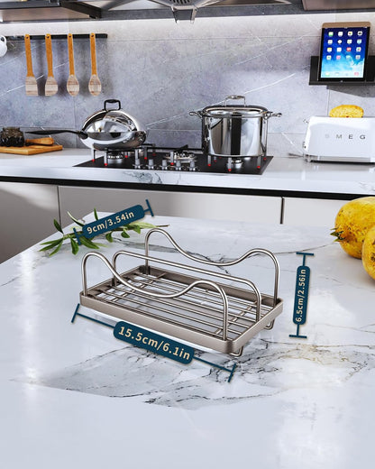 Consumest Sponge Holder for Kitchen Sink - Movable Sink Caddy for Countertop Organizer, 304 Stainless Steel Sponge Holder with Detachable Drip Tray for Kitchen Accessories, Sand Nickel