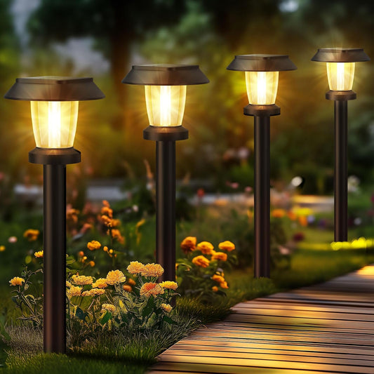 ALEPOD Solar Pathway Lights Outdoor - 8 Pack Solar Powered Garden Lights Waterproof, Decor Landscape Lighting with Three Lighting Modes for Yard, Lawn, Walkway, Driveway, Warm White