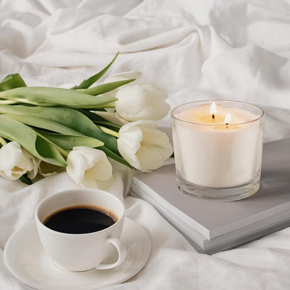 12 OZ Thick Candle Jars for Making Candles 12 Pcs, Empty Jars with Wood Lids for Spice Jars, Sample Container, Clear