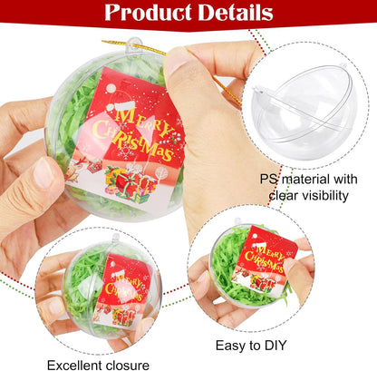 ANVAVO 50 Pieces 80mm Clear Plastic Fillable Ball Ornaments - DIY Craft Transparent Baubles for Christmas Tree Hanging - Shatterproof Decorations for New Years, Birthday, Wedding, Home Decor