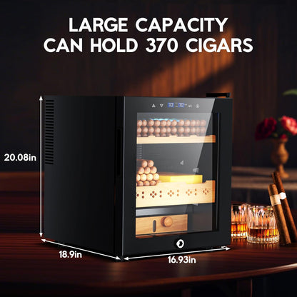 Tylza Electric Cigar Humidor Cabinet 50L, Electric Humidors for Cigars with Temp & Humidity Control, Digital Hygrometer, Lock, Refrigerator, Cigar Humidors with Cedar Wood Drawer Shelves, 370 Cigars