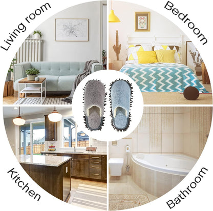 Jecery 2 Pair Microfiber Slippers Floor Cleaning Chenille Mop Slippers Base Board Cleaner Household Cleaning Tools for Wood Floor Dust Dirt Tool Supplies