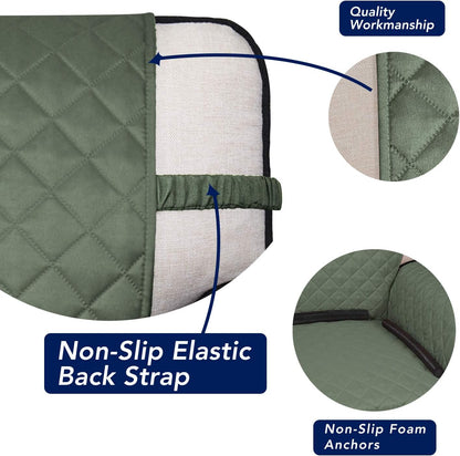 PureFit Reversible Quilted Sofa Cover, Water Resistant Slipcover Furniture Protector, Washable Couch Cover with Non Slip and Elastic Straps for Kids, Dogs, Pets (Sofa, Greyish Green/Beige)