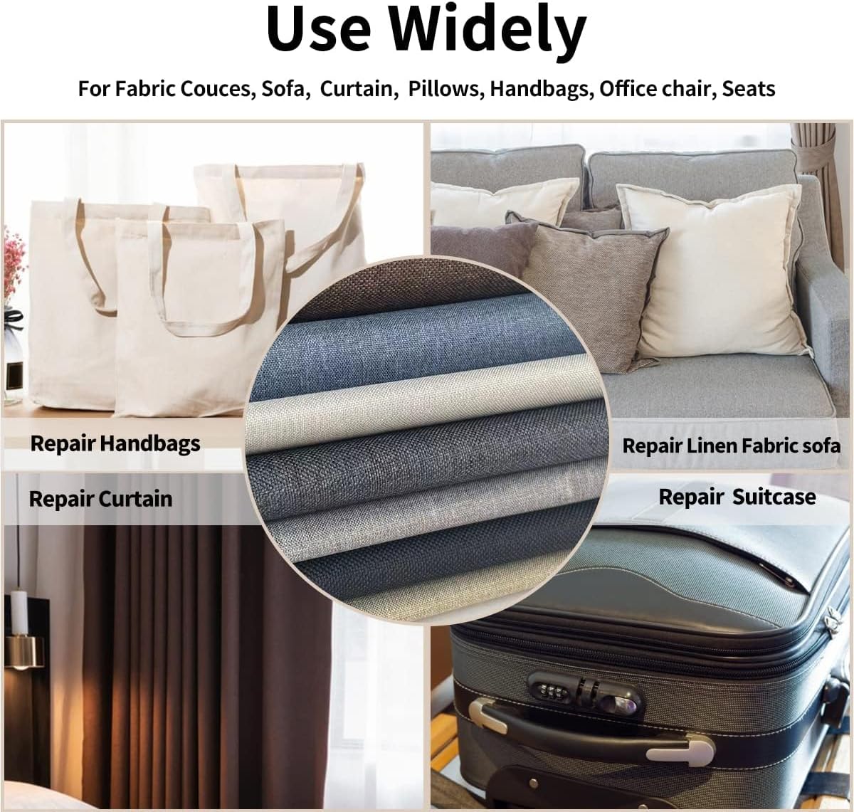 Fabric Repair Patches, Linen Repair Tape Self-Adhesive Fabric Patches Durable, DIY Large Linen Tape for Sofa, Couches, Furniture, Chair, Clothing （3.5X79 Inch, Dark Blue）