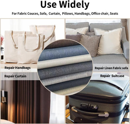 Fabric Repair Patches, Linen Repair Tape Self-Adhesive Fabric Patches Durable, DIY Large Linen Tape for Sofa, Couches, Furniture, Chair, Clothing （3.5X79 Inch, Black）