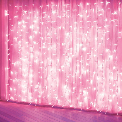 Curtain Lights, Pink Room Decor 8 Modes LED String Lights for Garden, Teen Girls' Room, Party, Window, Wall and Valentines Day Decor