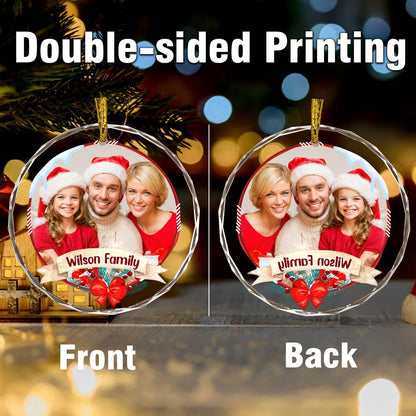 Christmas Hanging Decor, Personalized Crystal Photo Ornaments, Custom Ornaments for Family/Child, Decorative Hanging Pendant, Design Your Own Picture, Gifts for Mom/Dad