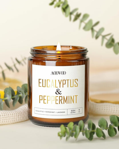 AOOVOO Eucalyptus/Vanilla/Lilac/Lavender Candles - 36 oz Scented Candles, Aromatherapy Candle, Soy Candle for Home Scented