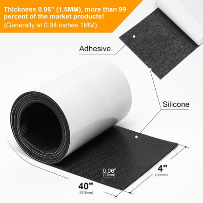 CHUNZEXI Self Adhesive Non Slip Furniture Pads 4”x40” Rubber Floor Protectors, Cuttable Anti Skid Grippers for Hardwood Floors, Scratch and Slide Protection