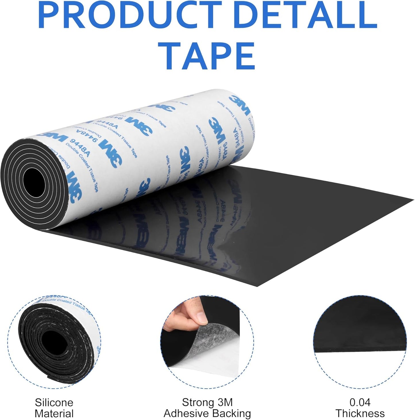 Non Slip Furniture Pads, 5" x 120" Rubber Furniture Pads Anti Skid Pads Non Slip Self Adhesive Cuttable Rubber Tape Strip Roll for Protecting Hardwood Floors Chair Wall Protector - Black