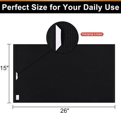 Homaxy 100% Cotton Waffle Weave Kitchen Towels - 6 Pack Soft and Absorbent Dish Towels - 16 x 26 Inches Quick Dry Hand Towels - Black