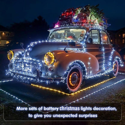 JMEXSUSS White Battery Operated String Lights Outdoor Waterproof, 33ft 100 LED Battery Power Christmas Lights Indoor, 8 Modes Twinkle Fairy Mini Light with Remote for Wedding Bedroom Tree