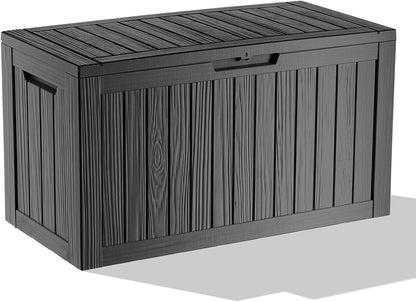 Vixzen 80 Gallon Resin Deck Box, Lockable Outdoor Storage Box for Patio Cushions Storage Furniture,Garden Tools, Pool Supplies, Weatherproof and UV Resistant,Black