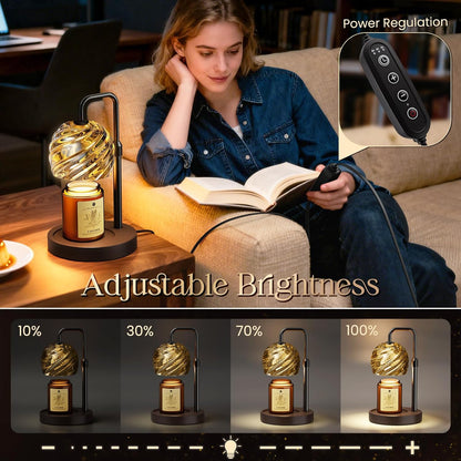WarmEmbrace Candle Warmer Lamp with Lavender Candle Set, Electric Wax Warmer Lamp with Auto Timer & 4 Dimmable Lights, Adjustable Height for Jar Candles, Elegant Home Decor Gift for Women, Black