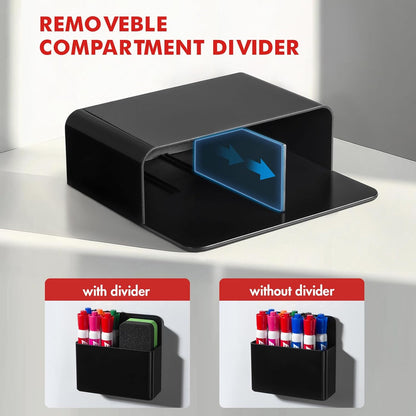 BEYGORM 2 Pack Plastics Magnetic Pen Holder for Refrigerator, Dry Erase Marker Holder for Whiteboard，Magnet School Locker Organizer Accessories, Pencil Cup, Pen Caddy, Classroom Organization(Black)