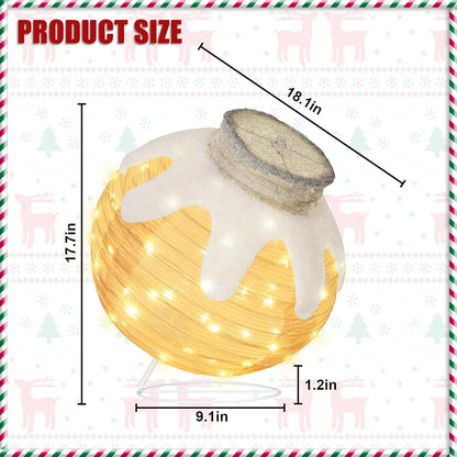 BRIGHTDECK Outdoor Christmas Ornaments, Lighted Pop-Up Outdoor Holiday Ball Decoration with 80 LED Lights, 8 Light Modes, Lighted Collapsible Holiday Decorations for Yard, Home(Beige)