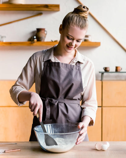 Silicone Cooking Utensils Set, Perfectly Angled for Frying, Mixing,Serving,Draining,Turning and Stirring, BPA-Free Matte Silicone, Wood Handles, Safe for Nonstick Cooking Surfaces,4 Pack (Grey)