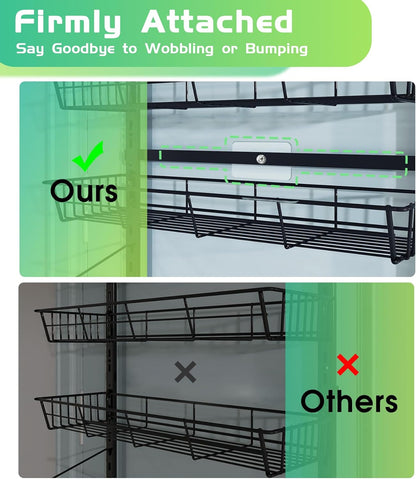 10-Tier Over The Door Pantry Organizer, Pantry Organization and Storage, Black Metal Hanging Adjustable Basket, Wall Spice Rack Seasoning Shelves, Home & Kitchen Essentials