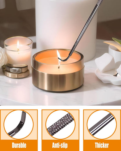 4 in1 Candle Accessory Set with Rechargeable Candle Lighter, Candle Wick Trimmer, Candle Wick Snuffer, Candle Wick Dipper, Candle Care Kit (Silver Black)