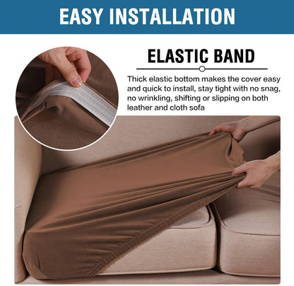 H.VERSAILTEX Velvet Stretch Couch Cushion Cover Plush Cushion Slipcover for Loveseat Cushion Furniture Protector Seat Cushion Sofa Cover (2 Piece Medium Sofa Cushion Covers, Caramel)