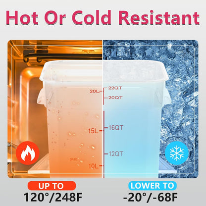 4 Pack 22 Quart Square Clear Food Storage Containers with Lids Cereal Containers Storage Airtight Food Storage Containers for Restaurant Kitchen Home