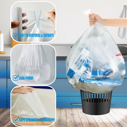 33 Gallon Trash Bags, 125 Count Bulk, Heavy Duty Clear Plastic Recycling Bags, Multi-purpose Garbage Bags for Home Commercial, Outdoor, Construction, Industrial, Lawn, Leaf