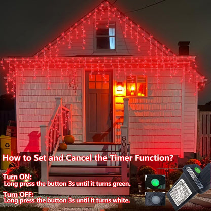 YEGUO Icicle Lights for Outside, 66ft 800LED Red Halloween Lights with 8 Modes, Connectable Icicle Halloween Lights Outdoor Waterproof